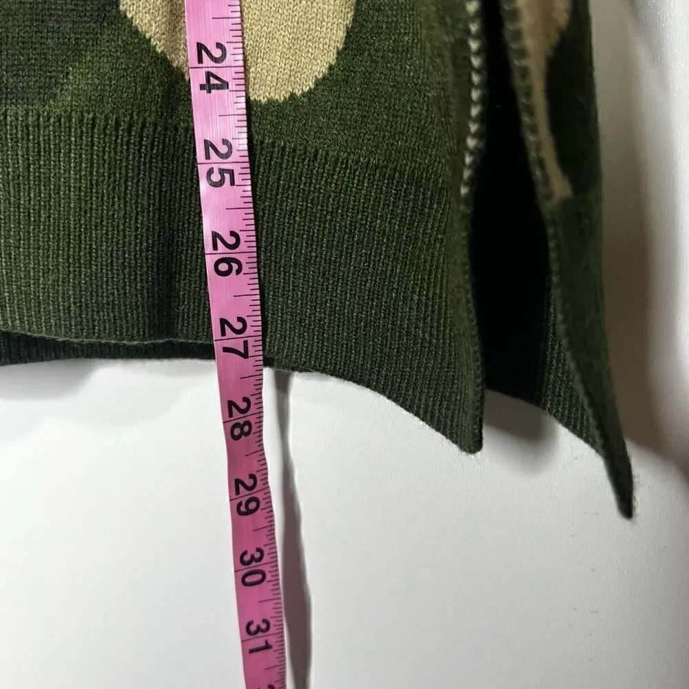 Mud Pie Camouflage Green Tan Autumn Jacquard Sweater NWT!